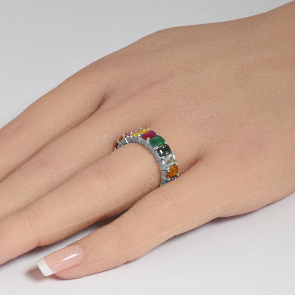 SPECIAL! 4.49ct G SI 14K White Gold Diamond Multi Color Ring Size 6.5