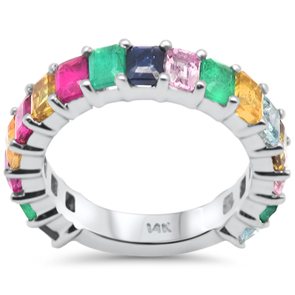 SPECIAL! 4.41ct G SI 14K White Gold Diamond Multi Color Eternity Band Ring Size 6.5