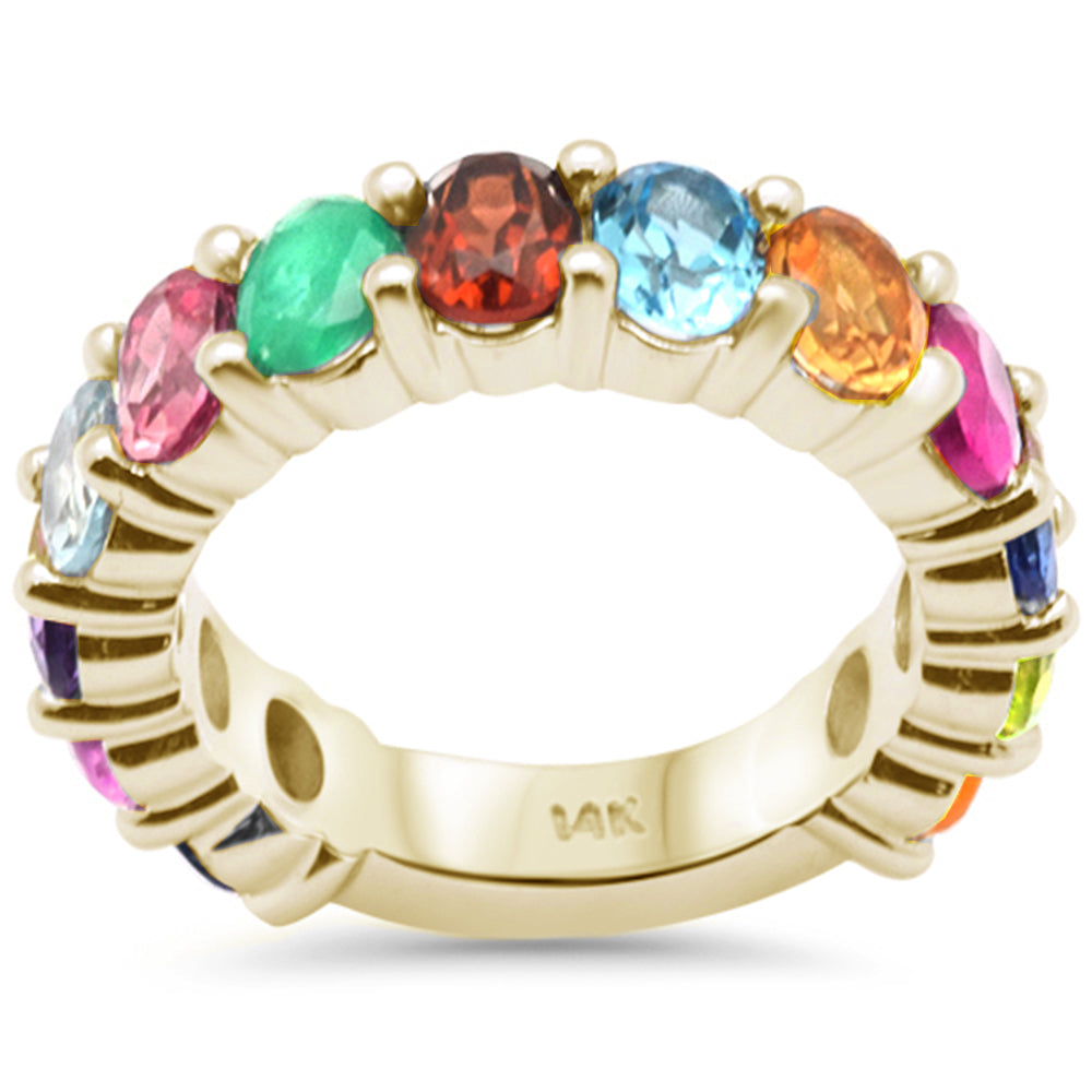 SPECIAL! 5.10ct G SI 14K Yellow Gold Multi Color Gemstone Eternity Band Ring Size 6.5