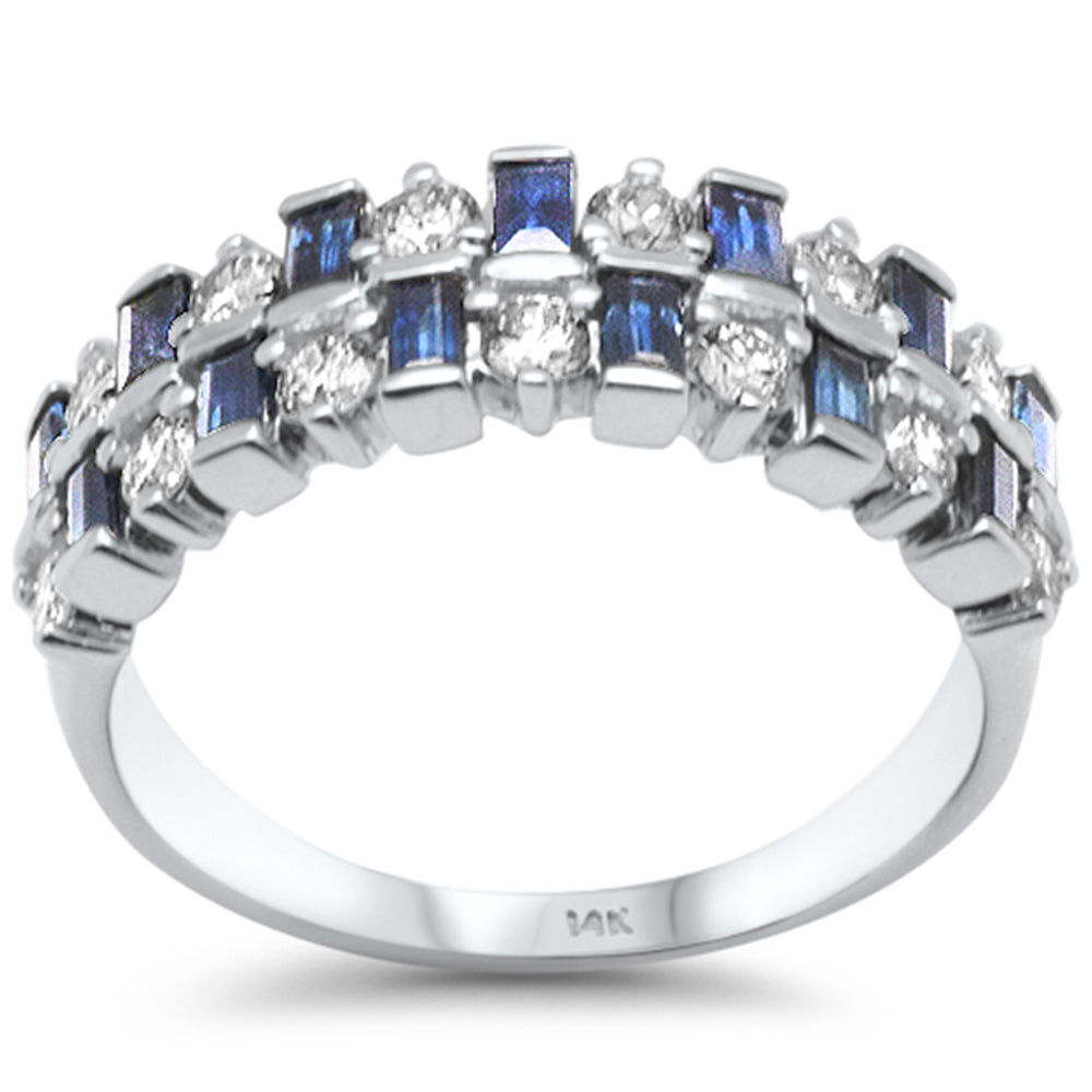 SPECIAL! 1.59ct G SI 14K White Gold Diamond & Blue Sapphire Band Ring Size 6.5