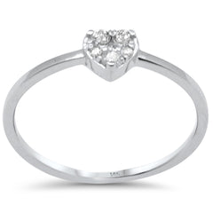 .12ct G SI 14K White Gold Round Diamond Heart Shaped Band Ring Size 6.5