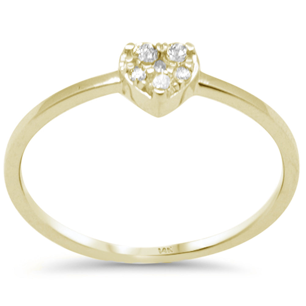 .13ct G SI 14K Yellow Gold Round Diamond Heart Shaped Band Ring Size 6.5