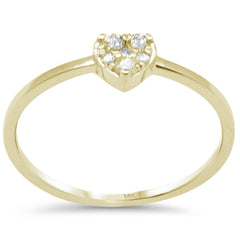 .13ct G SI 14K Yellow Gold Round Diamond Heart Shaped Band Ring Size 6.5