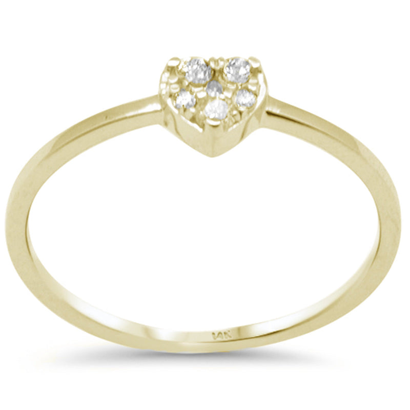 .13ct G SI 14K Yellow Gold Round Diamond Heart Shaped Band Ring Size 6.5