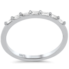 SPECIAL! .18ct G SI 14K White Gold Baguette Diamond Petite Ring Size 6.5