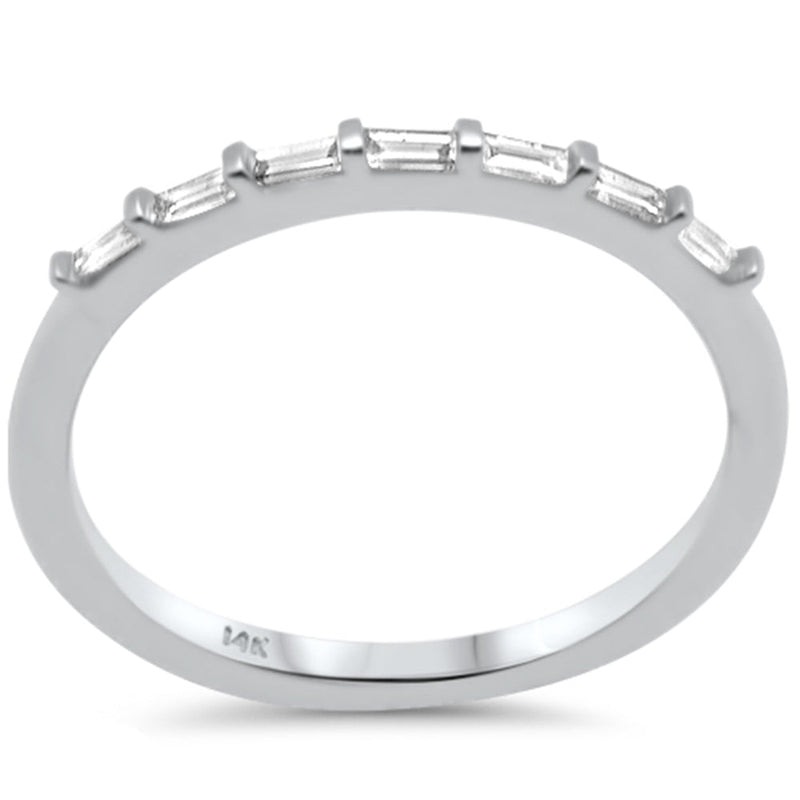 SPECIAL! .18ct G SI 14K White Gold Baguette Diamond Petite Ring Size 6.5