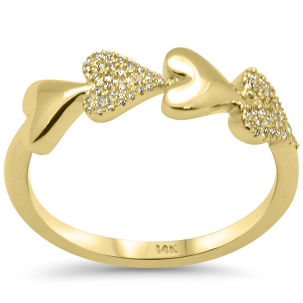 .10ct G SI 14K Yellow Gold Diamond Heart Band Ring Size 6.5