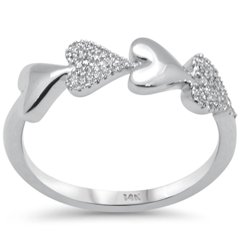 .10ct G SI 14K White Gold Diamond Heart Band Ring Size 6.5