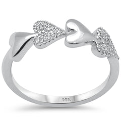 .10ct G SI 14K White Gold Diamond Heart Band Ring Size 6.5