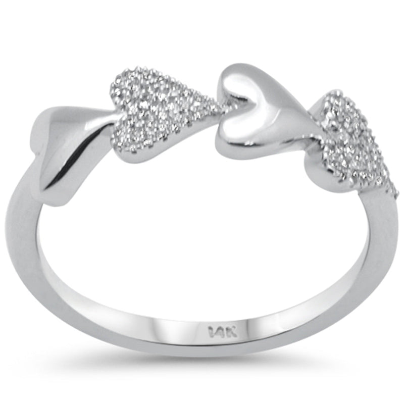 .10ct G SI 14K White Gold Diamond Heart Band Ring Size 6.5