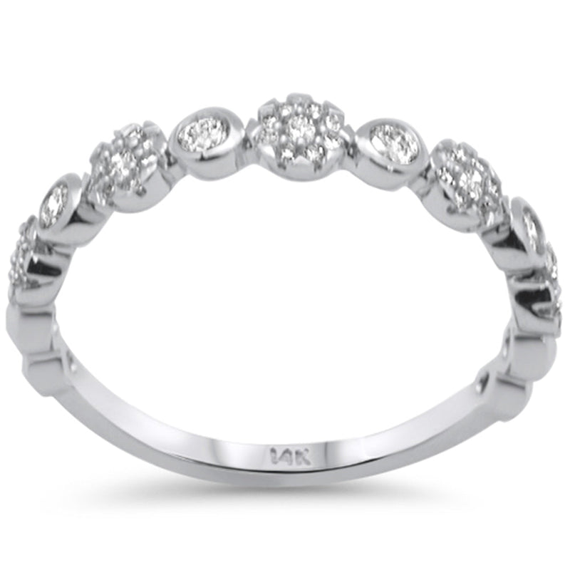 SPECIAL! .32ct G SI 14K White Gold Diamond Flower Band Ring Size 6.5