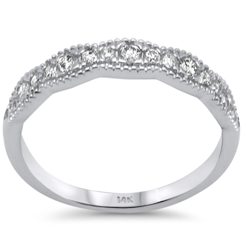 SPECIAL! .32ct G SI 14K White Gold Diamond Milgrain Band Ring Size 6.5