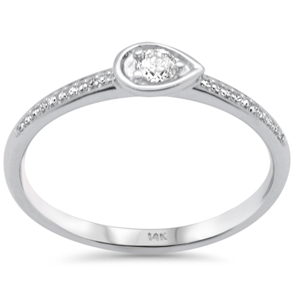 SPECIAL! .14ct G SI 14K White Gold Diamond Pear Shape Band Ring Size 6.5