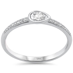 SPECIAL! .14ct G SI 14K White Gold Diamond Pear Shape Band Ring Size 6.5