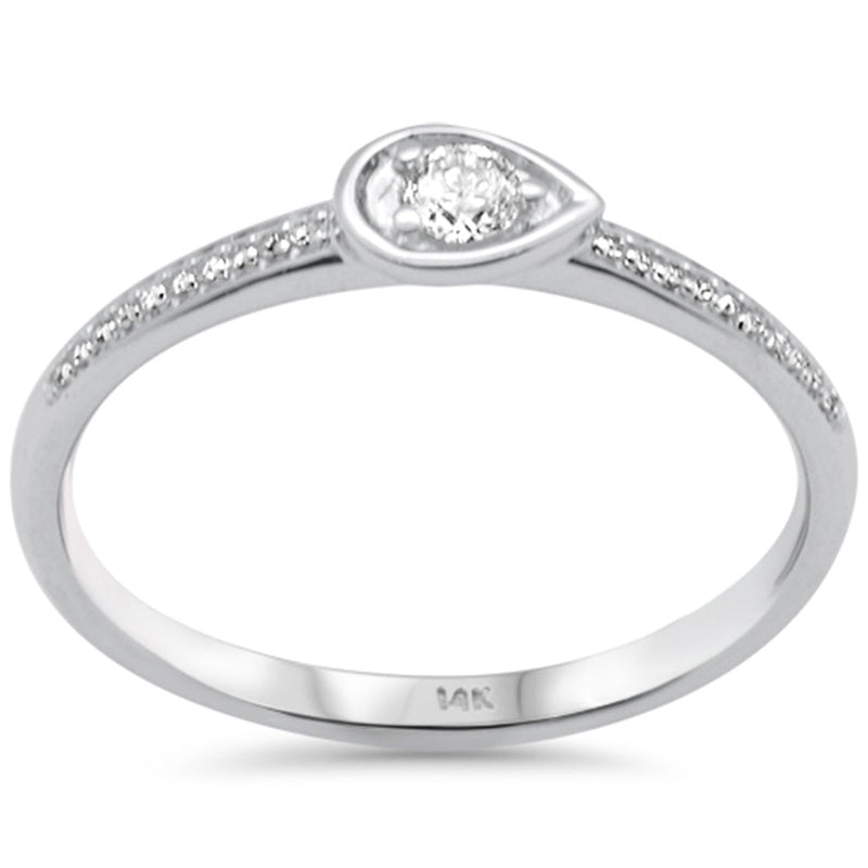 SPECIAL! .14ct G SI 14K White Gold Diamond Pear Shape Band Ring Size 6.5