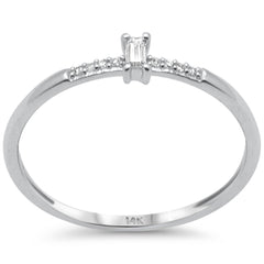.08ct G SI 14K White Gold Baguette Diamond Petite Solitaire Ring Size 6.5