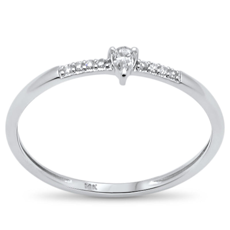 .10ct G SI 14K White Gold Diamond Petite Solitaire Ring Size 6.5