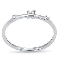 .11ct G SI 14K White Gold Diamond Petite Solitaire Ring Size 6.5
