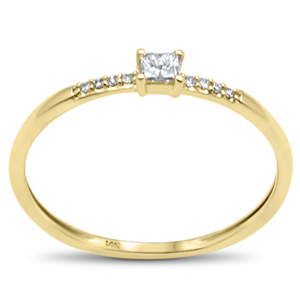 .10ct G SI 14K Yellow Gold Diamond Petite Solitaire Ring Size 6.5