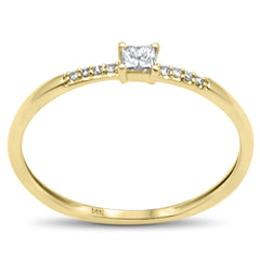 .10ct G SI 14K Yellow Gold Diamond Petite Solitaire Ring Size 6.5