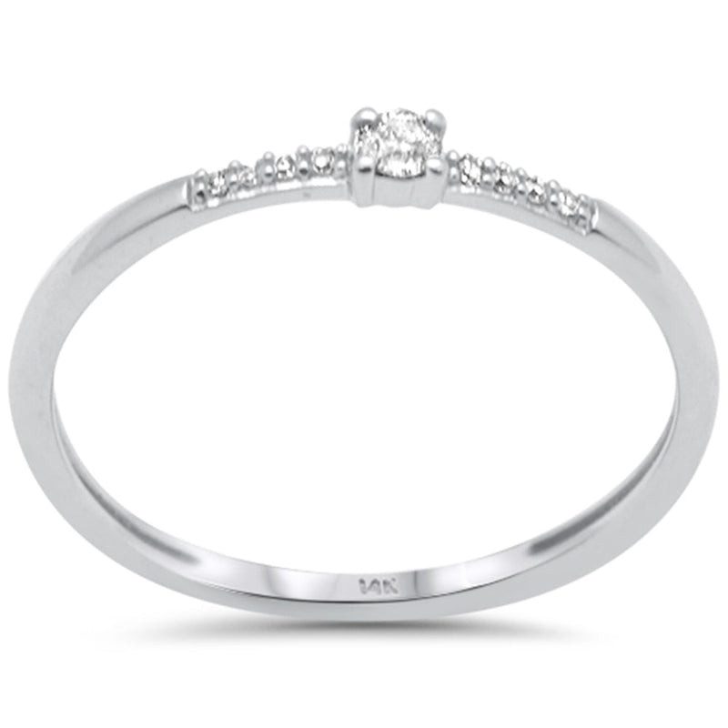.08ct G SI 14K White Gold Diamond Petite Band Ring Size 6.5