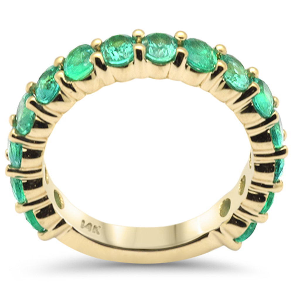 SPECIAL! 2.14ct G SI 14K Yellow Gold  Emerald Gemstone Band Ring Size 6.5
