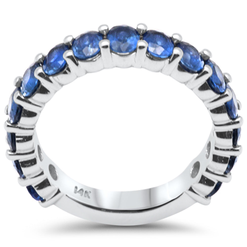 SPECIAL! 3.10ct G SI 14K White Gold Blue Sapphire Gemstone Band Ring Size 6.5