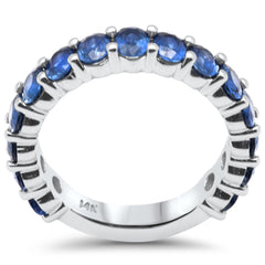 SPECIAL! 3.10ct G SI 14K White Gold Blue Sapphire Gemstone Band Ring Size 6.5