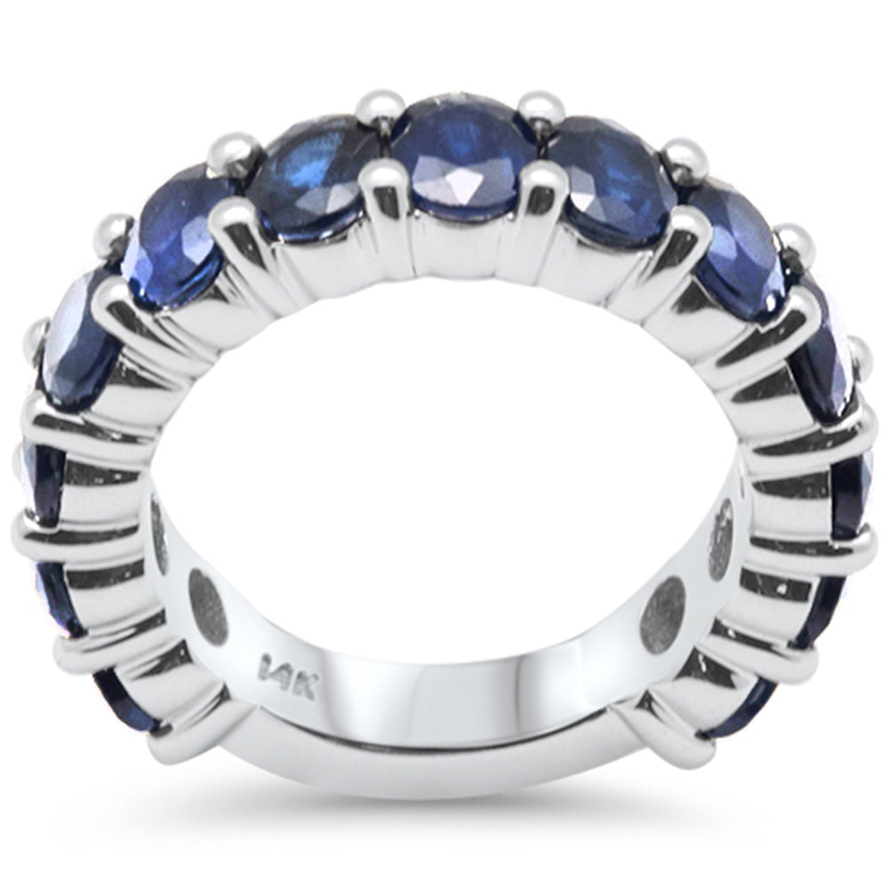 SPECIAL! 6.58ct G SI 14K White Gold Blue Sapphire Gemstone Band Ring Size 6.5