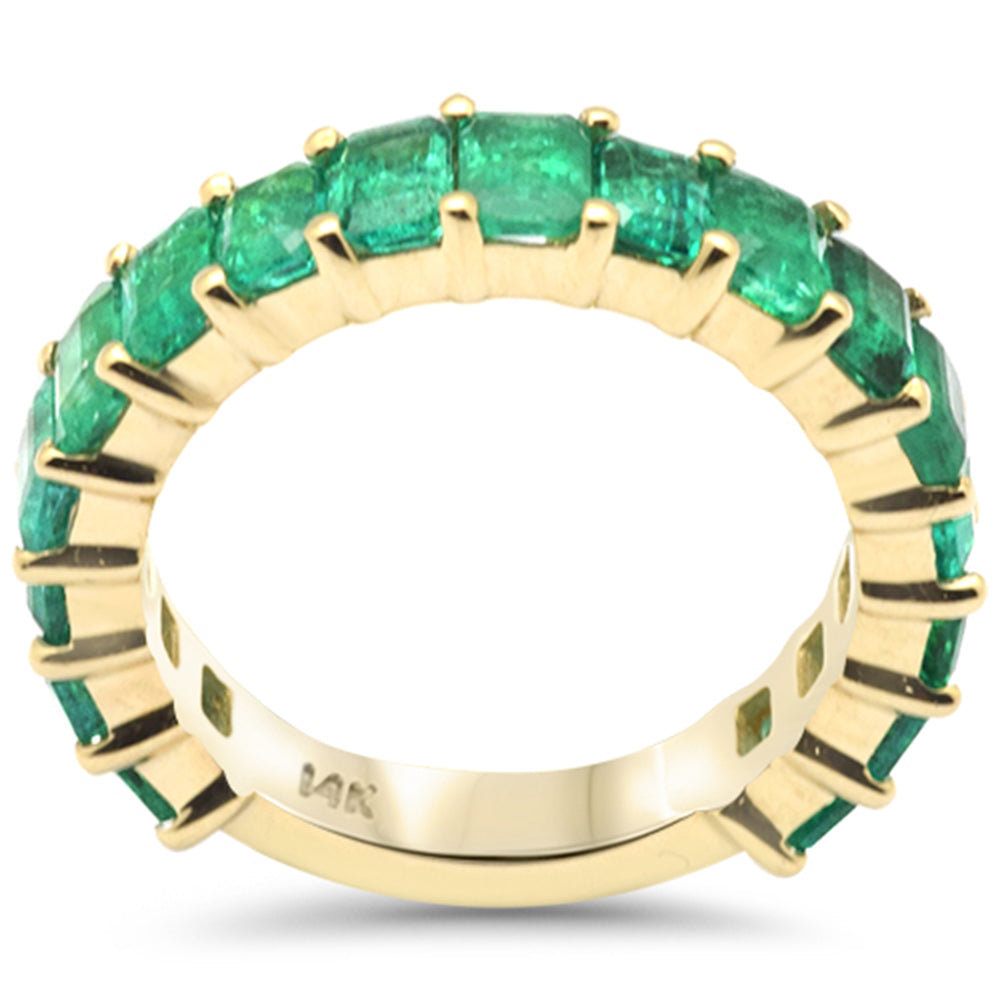 SPECIAL!3.31ct G SI 14K Yellow Gold Emerald Gemstone Band Ring Size 6.5