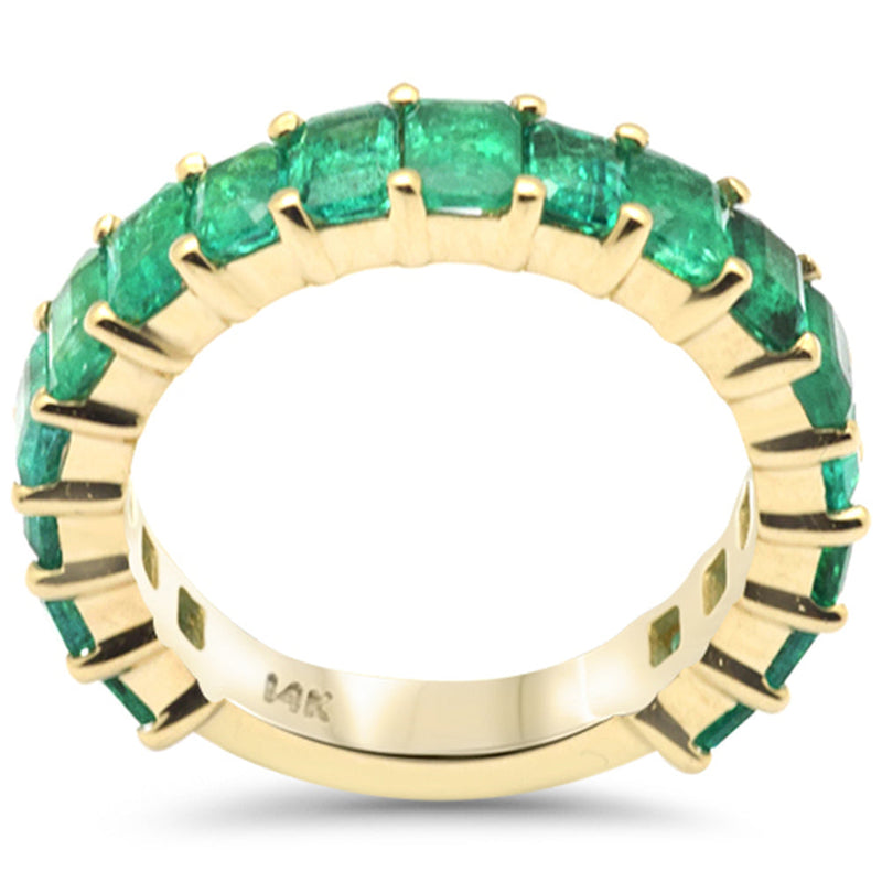 SPECIAL!3.31ct G SI 14K Yellow Gold Emerald Gemstone Band Ring Size 6.5