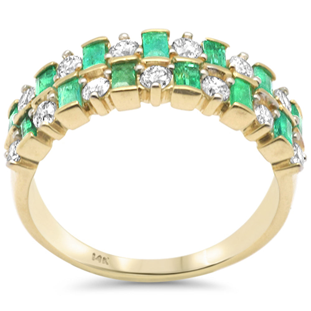 SPECIAL! 1.27ct G SI 14K Yellow Gold Diamond & Emerald Gemstone Band Ring Size 6.5