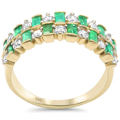 SPECIAL! 1.27ct G SI 14K Yellow Gold Diamond & Emerald Gemstone Band Ring Size 6.5