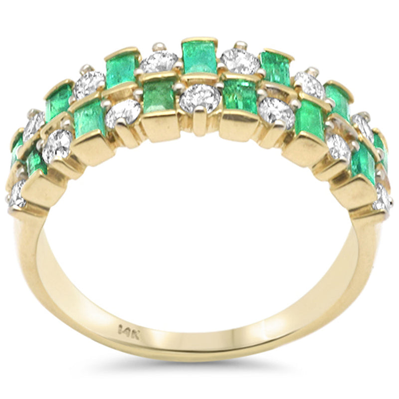 SPECIAL! 1.27ct G SI 14K Yellow Gold Diamond & Emerald Gemstone Band Ring Size 6.5