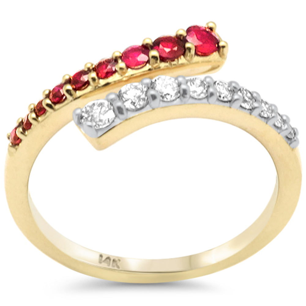 SPECIAL! .62ct G SI 14K Yellow Gold Diamond & Ruby Gemstones Wrap Around Band Ring Size 6.5