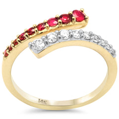 SPECIAL! .62ct G SI 14K Yellow Gold Diamond & Ruby Gemstones Wrap Around Band Ring Size 6.5