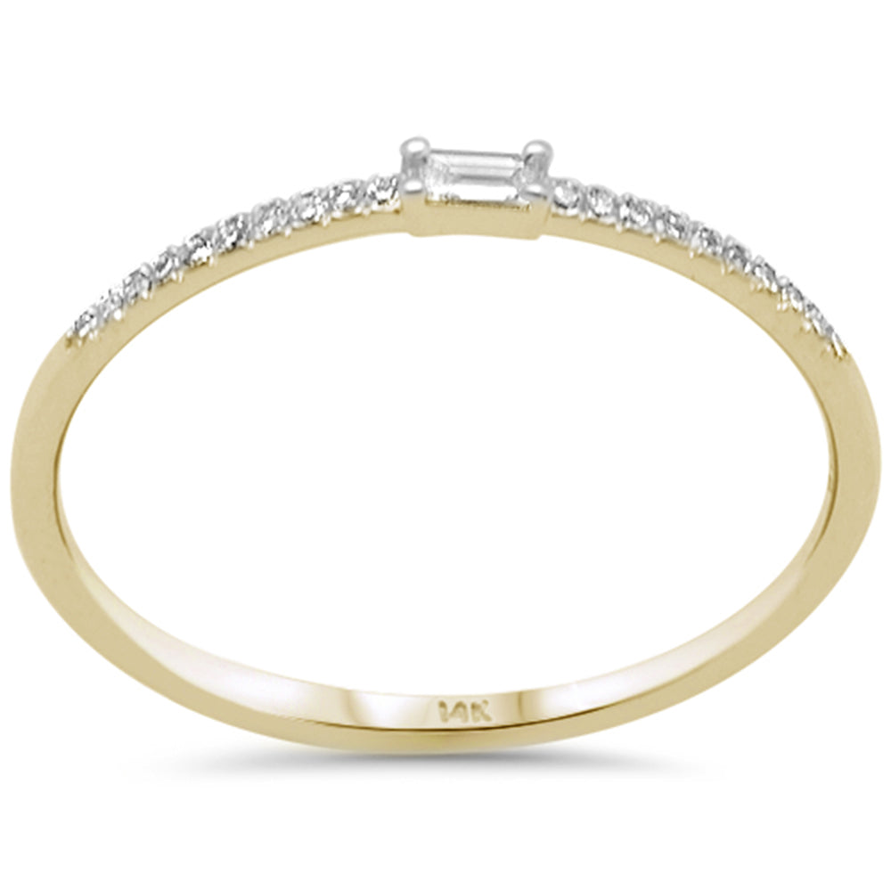 .10ct G SI 14K Yellow Gold Baguette Diamond Petite Band Ring Size 6.5