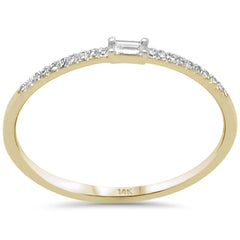 .10ct G SI 14K Yellow Gold Baguette Diamond Petite Band Ring Size 6.5