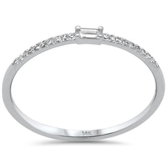 .09ct G SI 14K White Gold Baguette Diamond Petite Band Ring Size 6.5