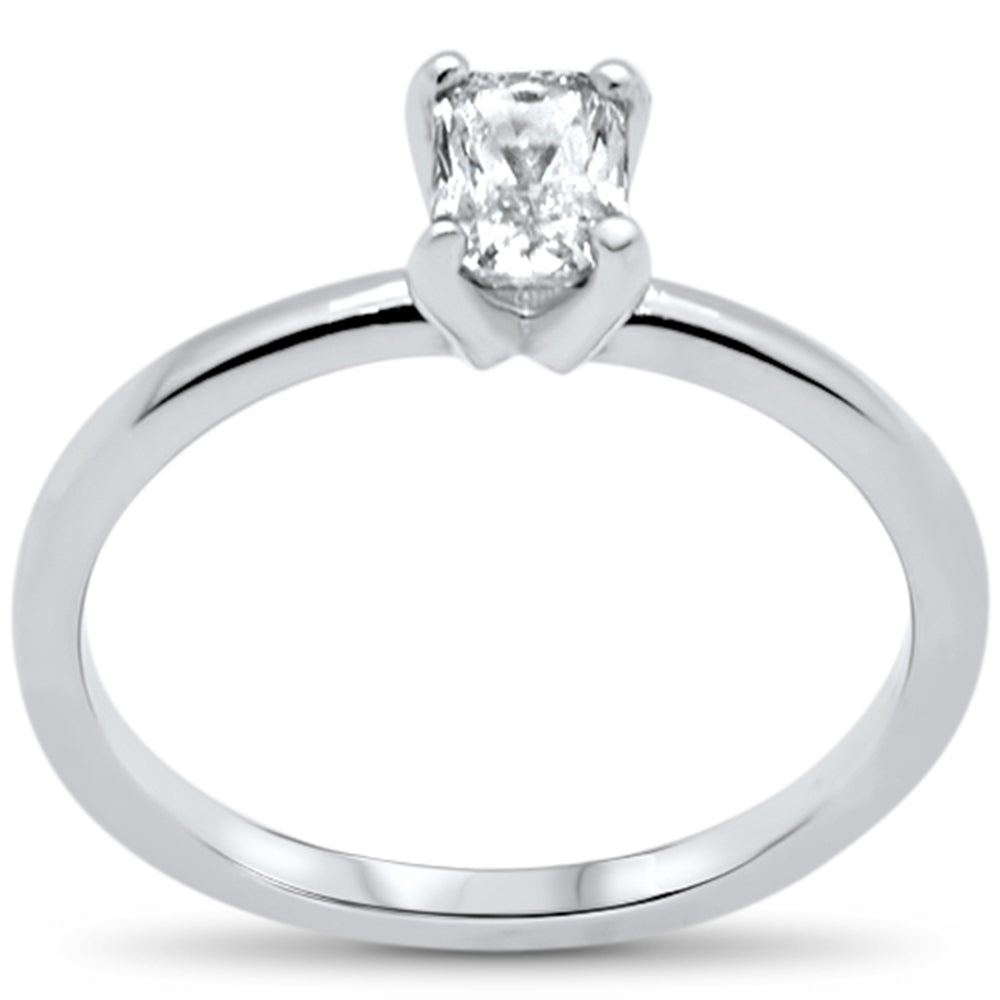 SPECIAL! .52ct G SI 14K White Gold Radiant Cut Diamond Solitaire Ring Band  Size 6.5