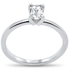 SPECIAL! .52ct G SI 14K White Gold Radiant Cut Diamond Solitaire Ring Band  Size 6.5