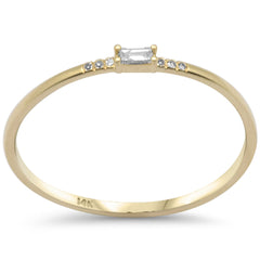 .06ct G SI 14K Yellow Gold Diamond Baguette & Round Thin Band Ring Size 6.5