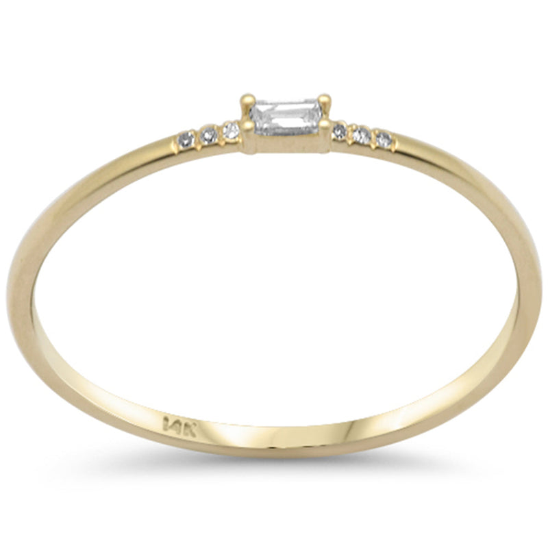 .06ct G SI 14K Yellow Gold Diamond Baguette & Round Thin Band Ring Size 6.5