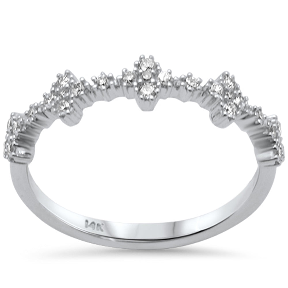 SPECIAL! .25ct G SI 14K White Gold Diamond Clover Flower Style Band Ring  Size 6.5