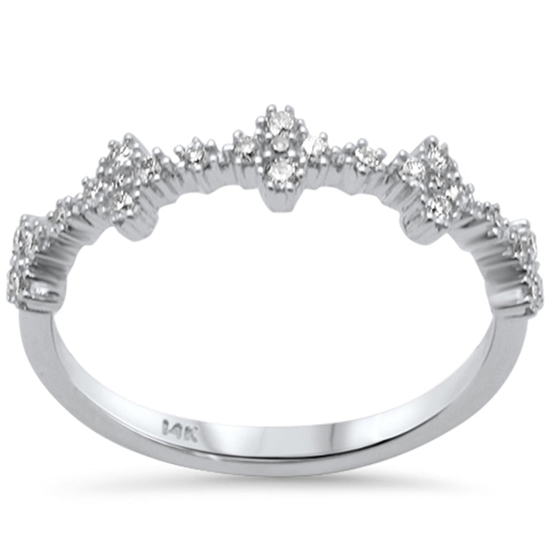SPECIAL! .25ct G SI 14K White Gold Diamond Clover Flower Style Band Ring  Size 6.5