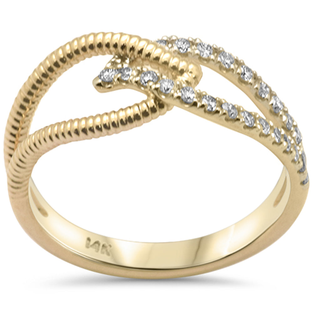 SPECIAL! .24ct G SI 14K Yellow Gold Diamond Leaf Style Band Ring Size 6.5