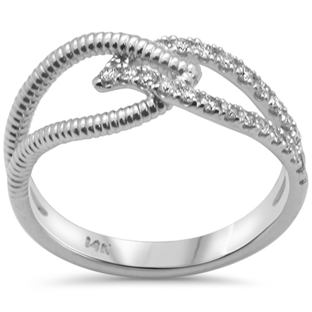 SPECIAL! .25ct G SI 14K White Gold Diamond Leaf Style Band Ring Size 6.5