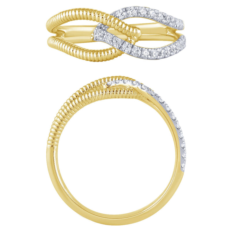 SPECIAL! .24ct G SI 14K Yellow Gold Diamond Leaf Style Band Ring Size 6.5