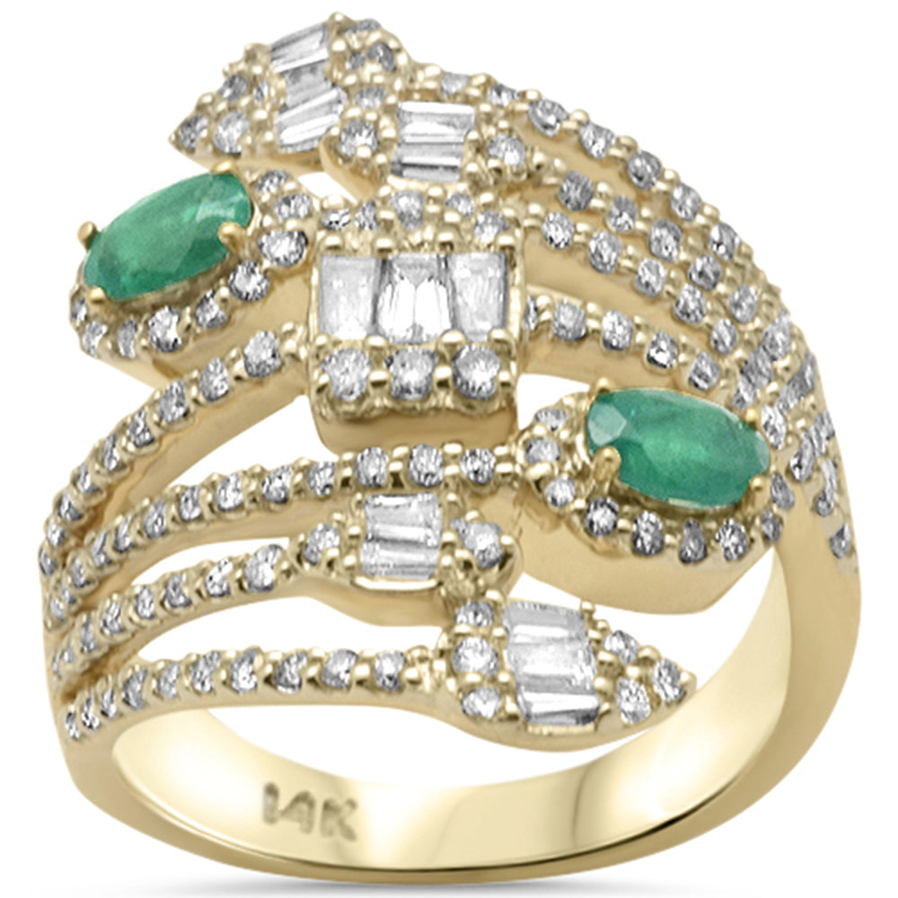 SPECIAL! 1.62ct G SI 14K Yellow Gold Diamond & Emerald Gemstones Wrap Around Band Ring Size 6.5