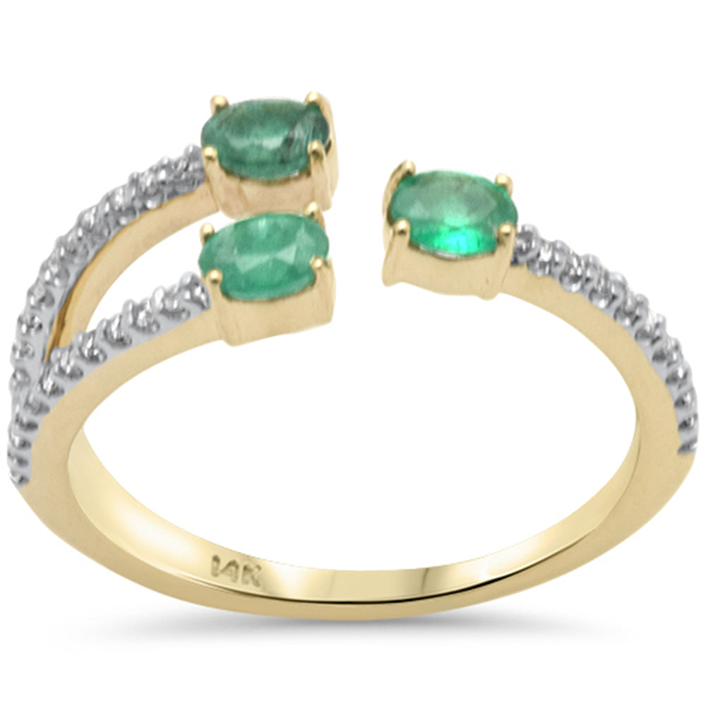 SPECIAL!.69ct G SI 14K Yellow Gold Diamond & Emerald Gemstones Wrap Around Band Ring  Size 6.5